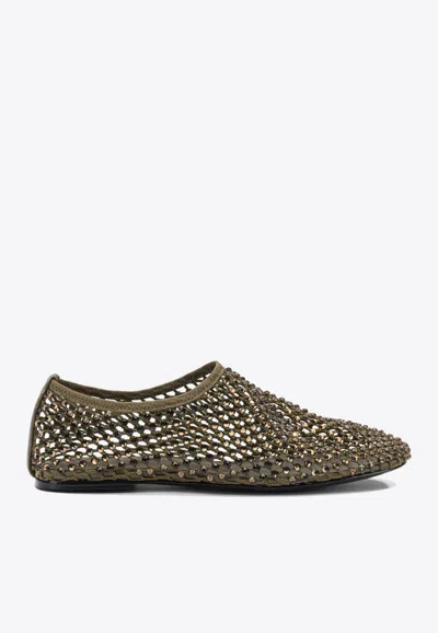 Strategia Perforated Ballet Flats In Green