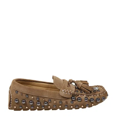 Strategia R 51 Studded Tassel Flat Shoes In Brown