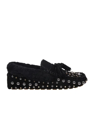 Strategia R 55 Studded Tassel Flat Shoes In Black