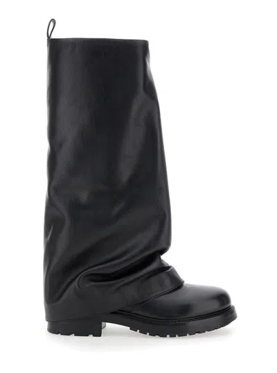 Strategia 'ranger' Black Leather Boots Woman