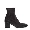 Strategia Refined Dark Grey Suede Ankle Boots With Side Zipper And Block Heel In Black