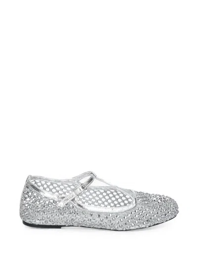 Strategia Shoes Astra Rhinestone-embellished Ballet Flats In Silver
