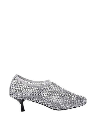 Strategia Shoes Connie Embellished Net Pumps In White