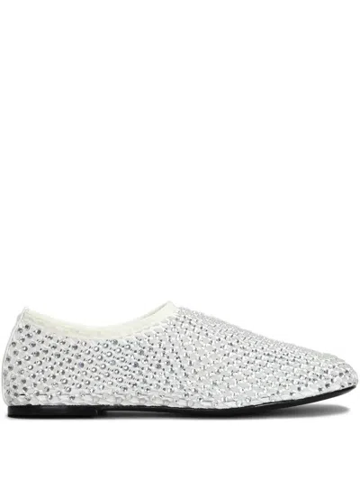 Strategia Shoes Crystal-embellished Ballerina Shoes In White