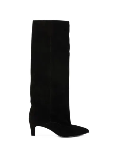 Strategia Shoes Pointed-toe Suede Boots In Schwarz