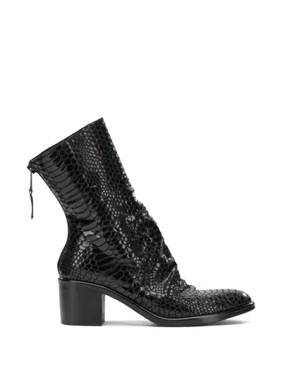 Strategia Shoes Snakeskin-effect Leather Boots In Blue