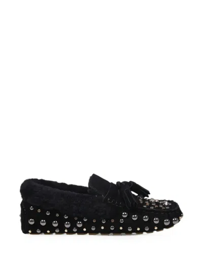 Strategia Shoes Stud-embellished Tassel Loafers In Black