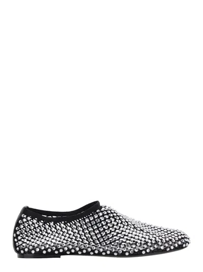 Strategia Silver Colored Ballet Flats With All-over Rhinestone Embellishments In Fabric Woman In Grey