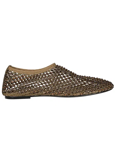 Strategia Sparkling Mesh Flats With Swarovski Accents And Leather Sole In Brown
