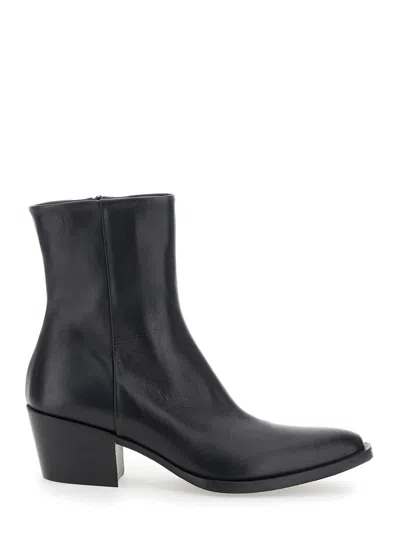 Strategia 'spectra' Black Ankle Boots In Leather Woman