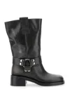 Strategia Black Ankle Boots With Studs And Ring In Leather Woman In Black