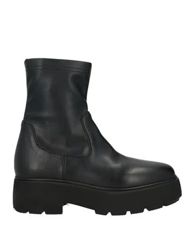 Strategia Woman Ankle Boots Black Size 8 Leather, Textile Fibers