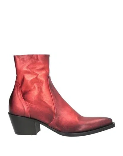 Strategia Woman Ankle Boots Burgundy Size 8 Leather In Multi