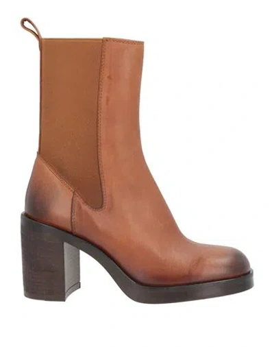 Strategia Woman Ankle Boots Camel Size 6.5 Calfskin In Brown