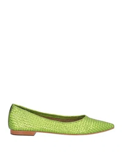 Strategia Woman Ballet Flats Acid Green Size 8 Leather