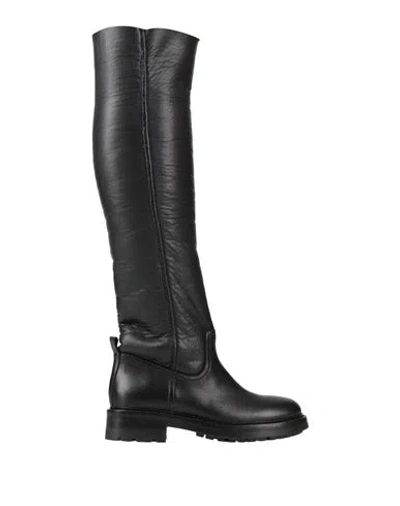 Strategia Woman Boot Black Size 8 Leather, Textile Fibers
