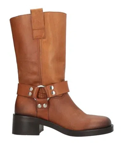 Strategia Woman Boot Brown Size 7 Leather In Pattern