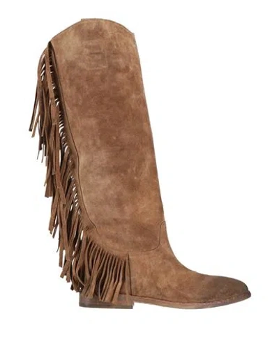 Strategia Woman Boot Camel Size 8 Leather In Multi