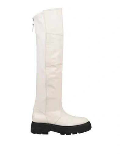 Strategia Woman Boot Off White Size 8 Leather In Animal Print