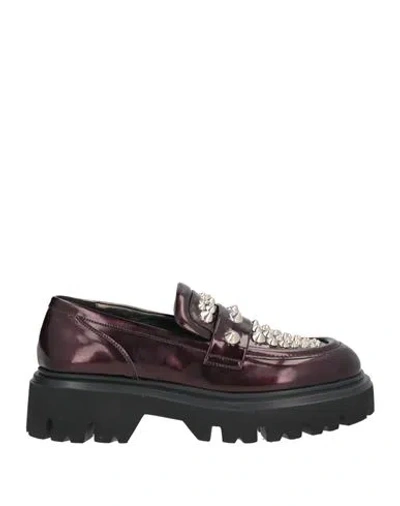 Strategia Woman Loafers Dark Purple Size 7 Textile Fibers
