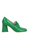 Strategia Woman Loafers Green Size 7 Leather In Green