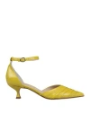 Strategia Woman Pumps Yellow Size 9 Leather In Yellow