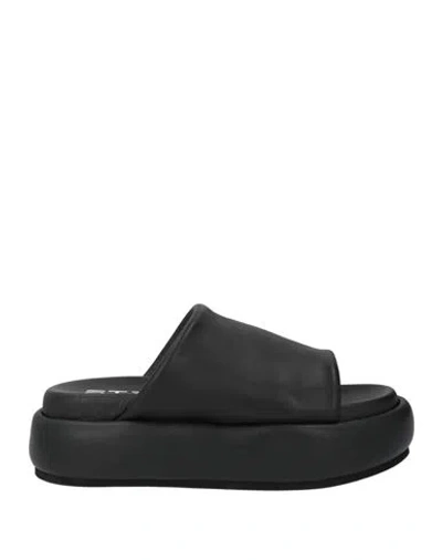 Strategia Woman Sandals Black Size 6 Leather