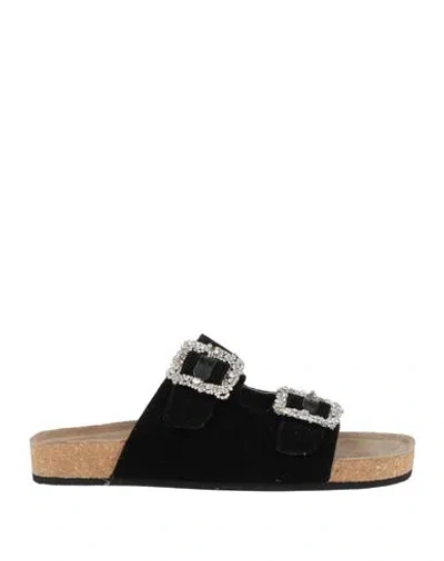Strategia Woman Sandals Black Size 6 Textile Fibers