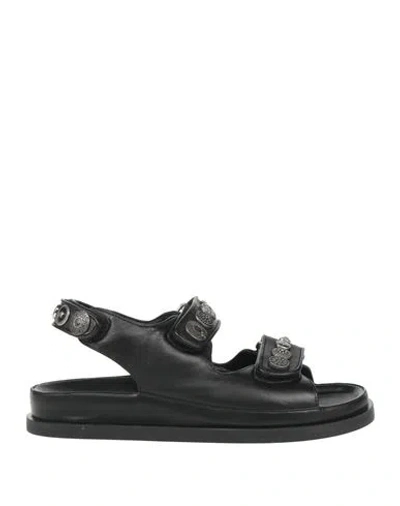 Strategia Woman Sandals Black Size 8 Leather