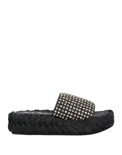 Strategia Woman Sandals Black Size 8 Leather