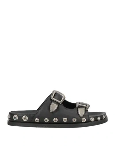 Strategia Woman Sandals Black Size 8 Leather