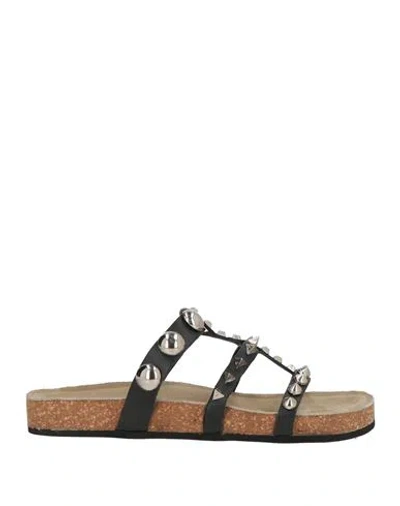 Strategia Woman Sandals Black Size 9 Leather