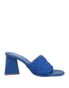 Strategia Woman Sandals Blue Size 10 Textile Fibers In Blue