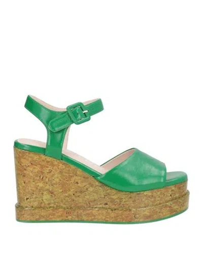 Strategia Woman Sandals Green Size 7 Leather