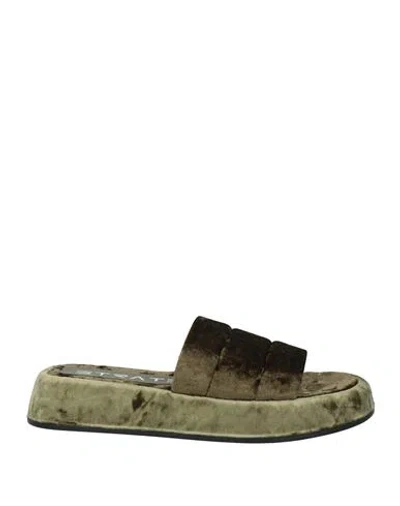 Strategia Woman Sandals Military Green Size 8 Textile Fibers