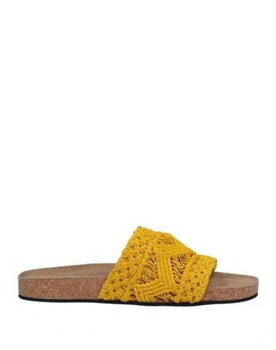 Strategia Woman Sandals Yellow Size 6 Textile Fibers