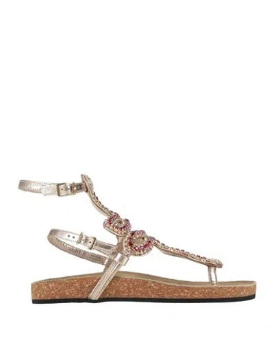 Strategia Woman Thong Sandal Gold Size 8 Leather