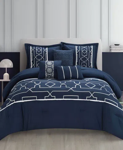 Stratford Park Aisleen 6 Piece Comforter Set, King In Navy