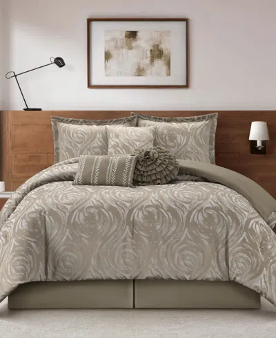 Stratford Park Alameda Floral 7-pc. Comforter Set, Queen In Brown