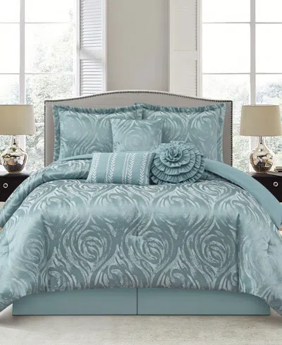 Stratford Park Alameda Floral 7-pc. Comforter Set, Queen In Blue