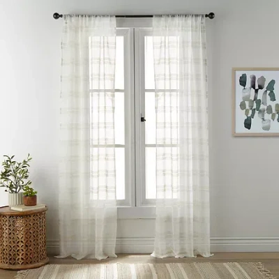Stratford Park Alyona Rod Pocket Sheer Set Of 2 Curtain Panel In Sand