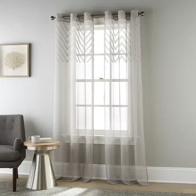 Stratford Park Angelina Grommet Top Sheer Set Of 2 Curtain Panel In Gray