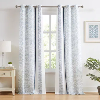 Stratford Park Anis Grommet Top Light-filtering Set Of 2 Curtain Panel In Blue