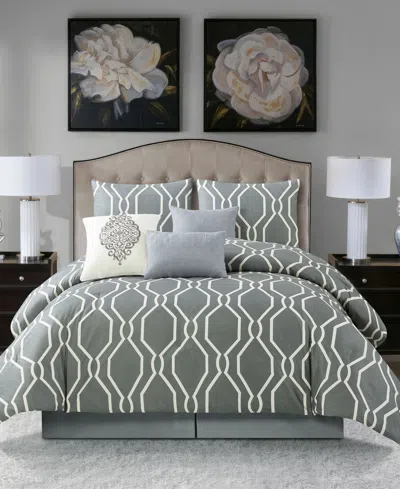 Stratford Park Arlet Geometric 7-pc. Comforter Set, Queen In Grey