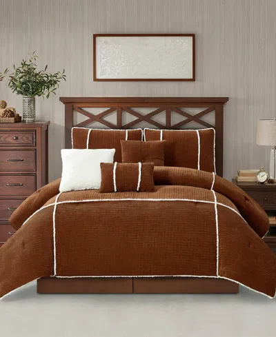 Stratford Park Arvada Solid Cabin Style 7-pc. Comforter Set, Queen In Rust