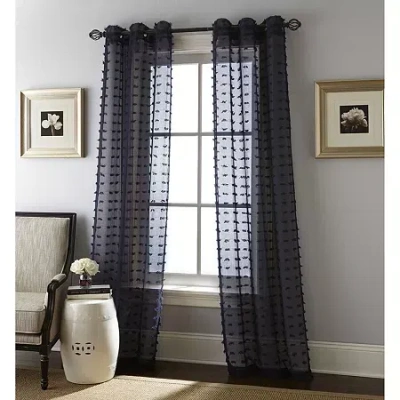 Stratford Park Athena Grommet Top Sheer Set Of 2 Curtain Panel In Blue