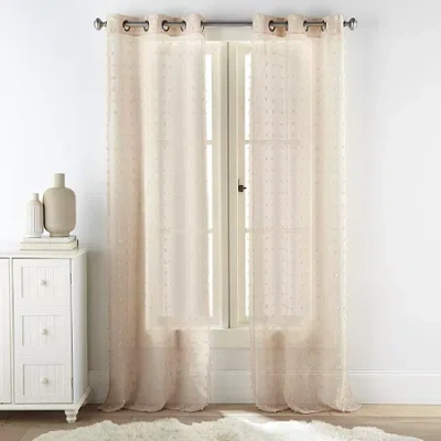 Stratford Park Athena Grommet Top Sheer Set Of 2 Curtain Panel In Brown