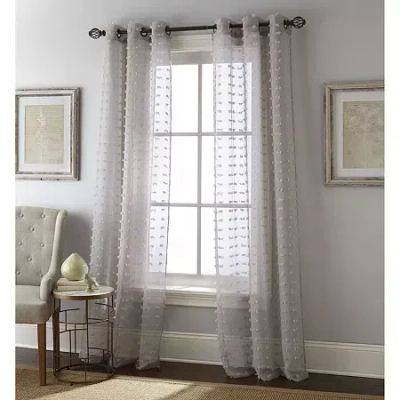 Stratford Park Athena Grommet Top Sheer Set Of 2 Curtain Panel In Gray