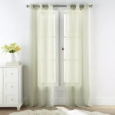 Stratford Park Athena Grommet Top Sheer Set Of 2 Curtain Panel In Green