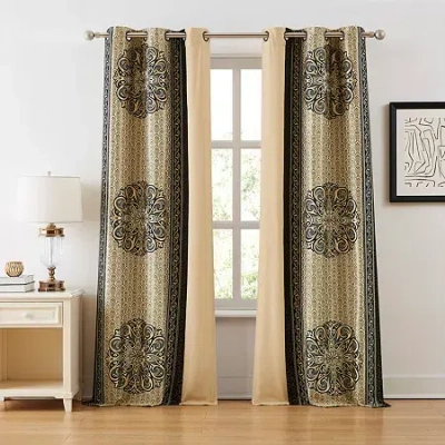 Stratford Park Austin Grommet Top Light-filtering Set Of 2 Curtain Panel In Black